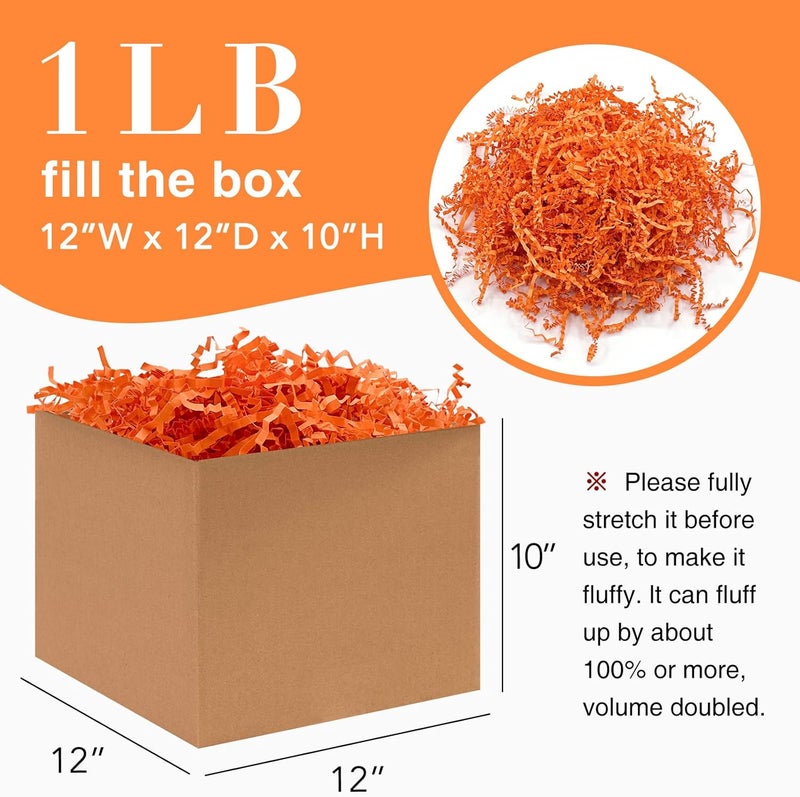 Corlcol 1LB Crinkle Cut Paper Shred Filler for Gift Box Bag and Basket On Halloween(Orange) - Image 2